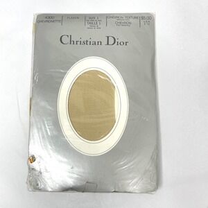 New Vintage Christian Dior chevron texture pantyhose Size 1 flaxen nude